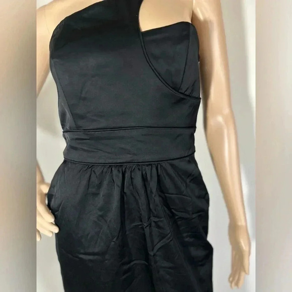 Laila Azhar Black Cocktail Evening Dress With Liner Chrome Side Zip Women Size 4 - Picture 2 of 10